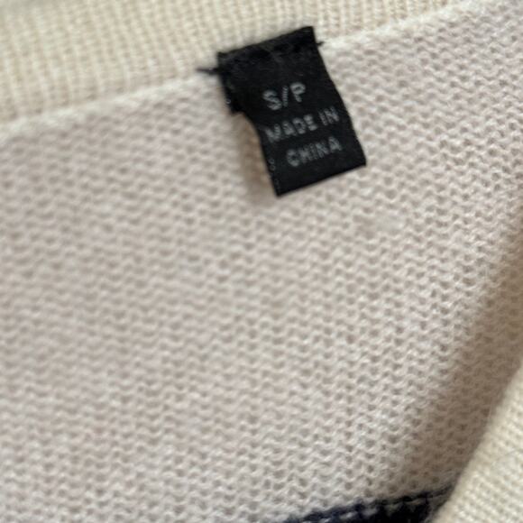 ATM Anthony Thomas Melillo Cashmere Striped Sweater White Blue Size S - Picture 4 of 6